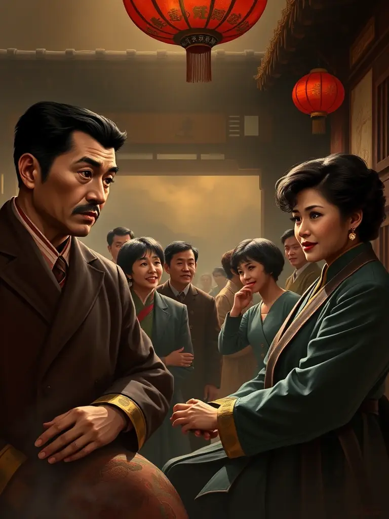 A promotional image for an AI-generated documentary about the history of Chinese cinema, featuring iconic film scenes and historical figures. The image should convey a sense of prestige and cultural significance.