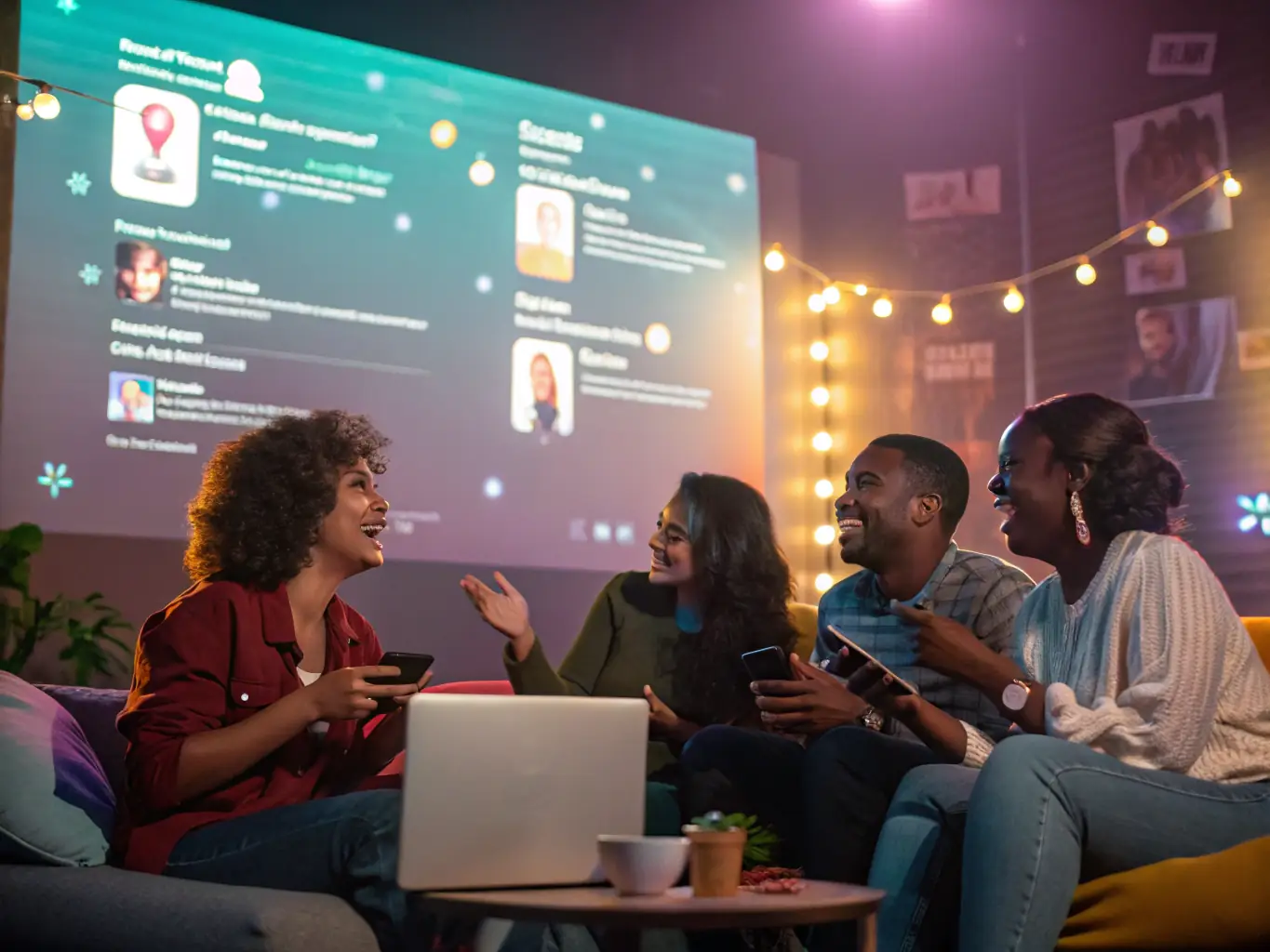 An image of users sharing AI-generated film clips and discussing them in a chat interface, highlighting the platform's content-sharing capabilities.