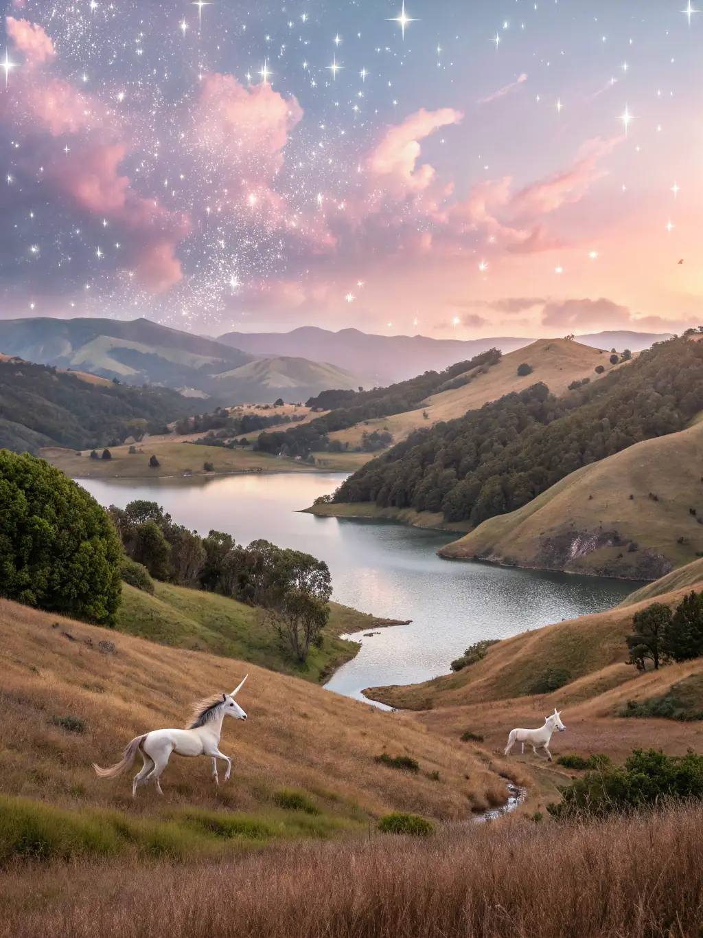 A photo of a landscape being transformed into a stylized art piece using AI filters, demonstrating creative photo manipulation.