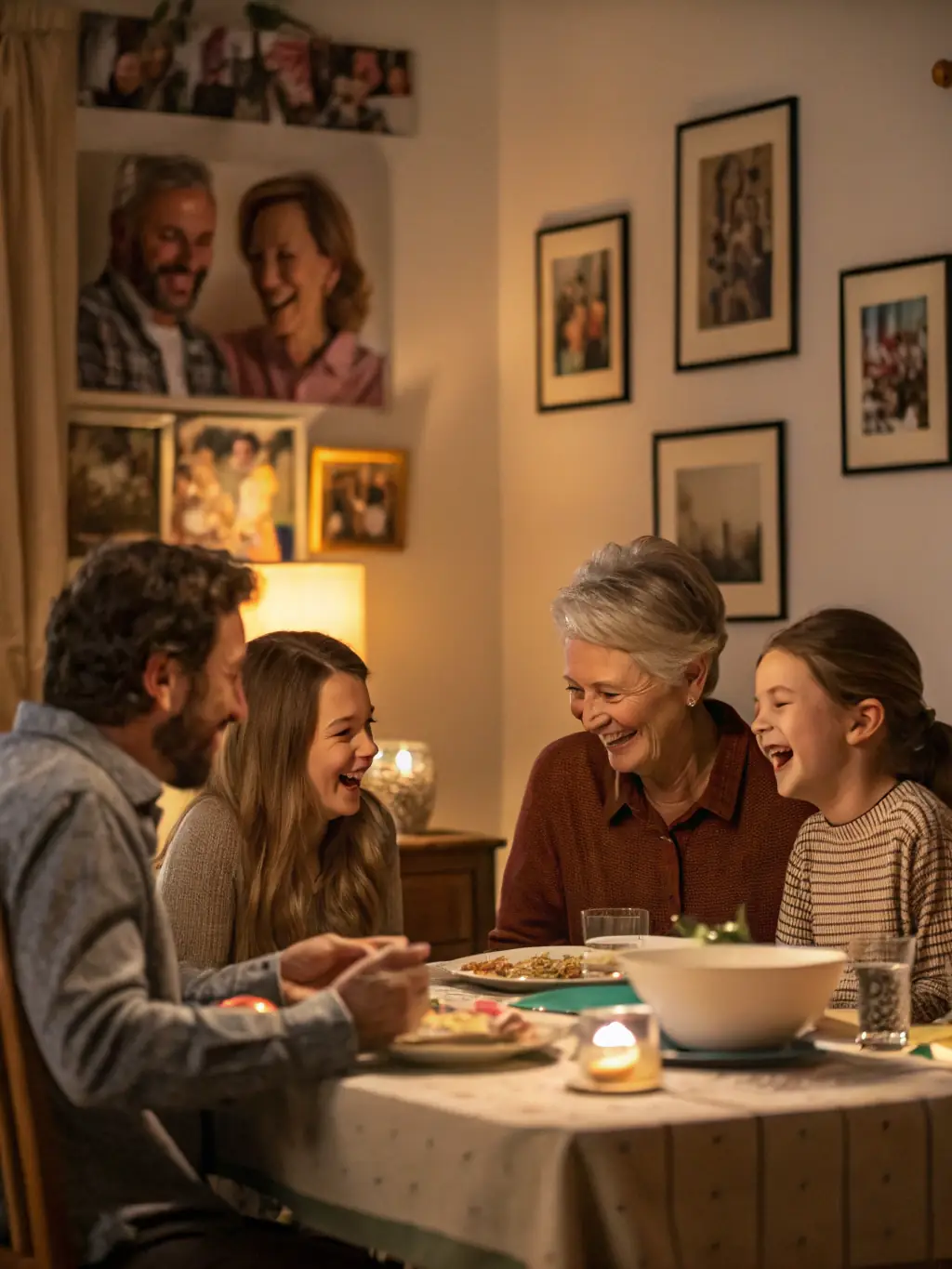 A scene from an AI-generated interactive drama where the viewer can make choices that affect the storyline, set in a modern Chinese family. The image should highlight the interactive nature of the content.